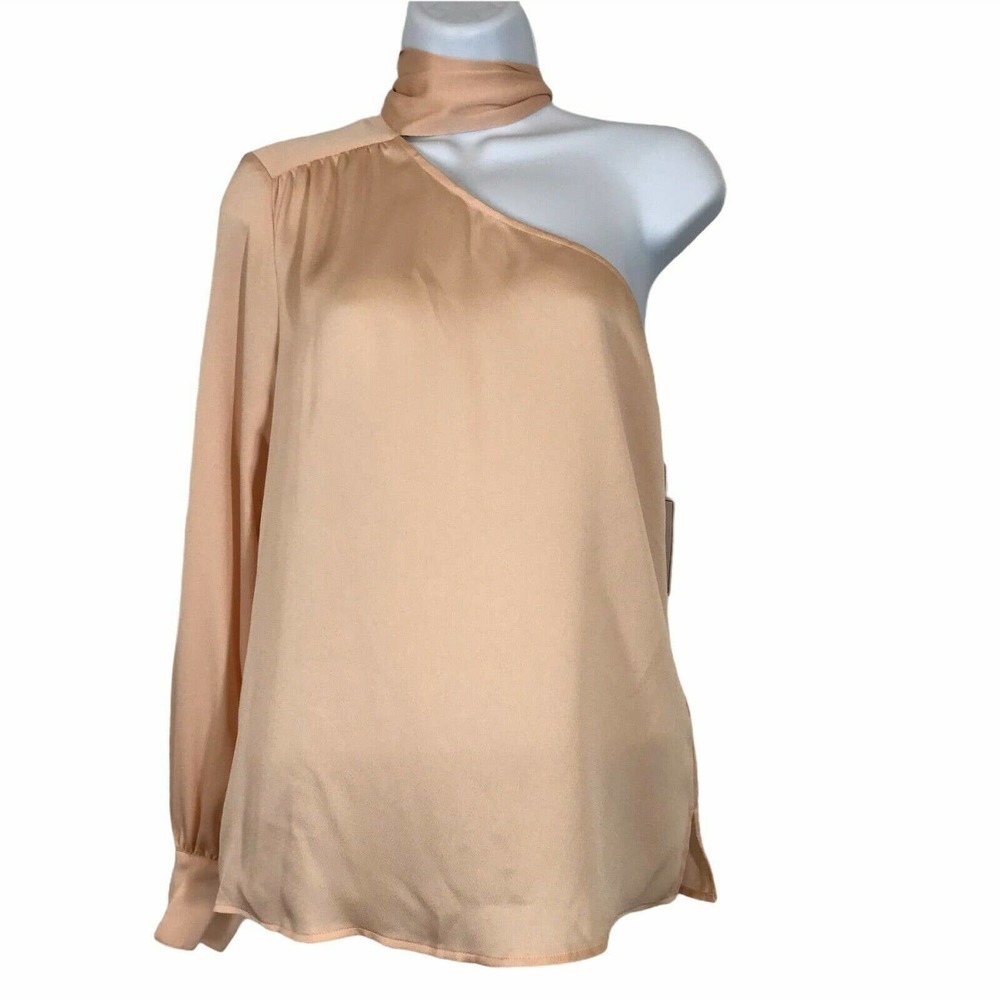 1 State Dramatic Pause One Shoulder Tie Neck Top